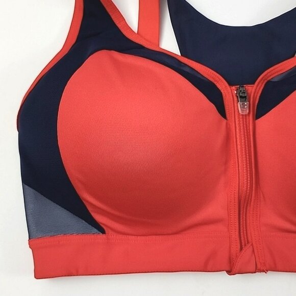 Champion Women's High Motion Control Impact Front Zip Red Blue Sports Bra Size M - Picture 5 of 15